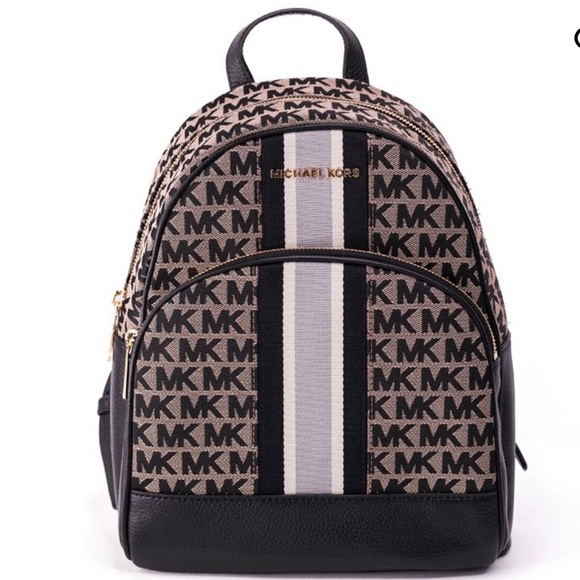 Michael Kors Monogram Canvas & Leather Black & Beige Abbey Backpack main image 10